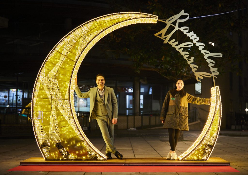 Cllr Shamsed Chowdhury and Aisha Desai welcome Ramadan light display to Edgware