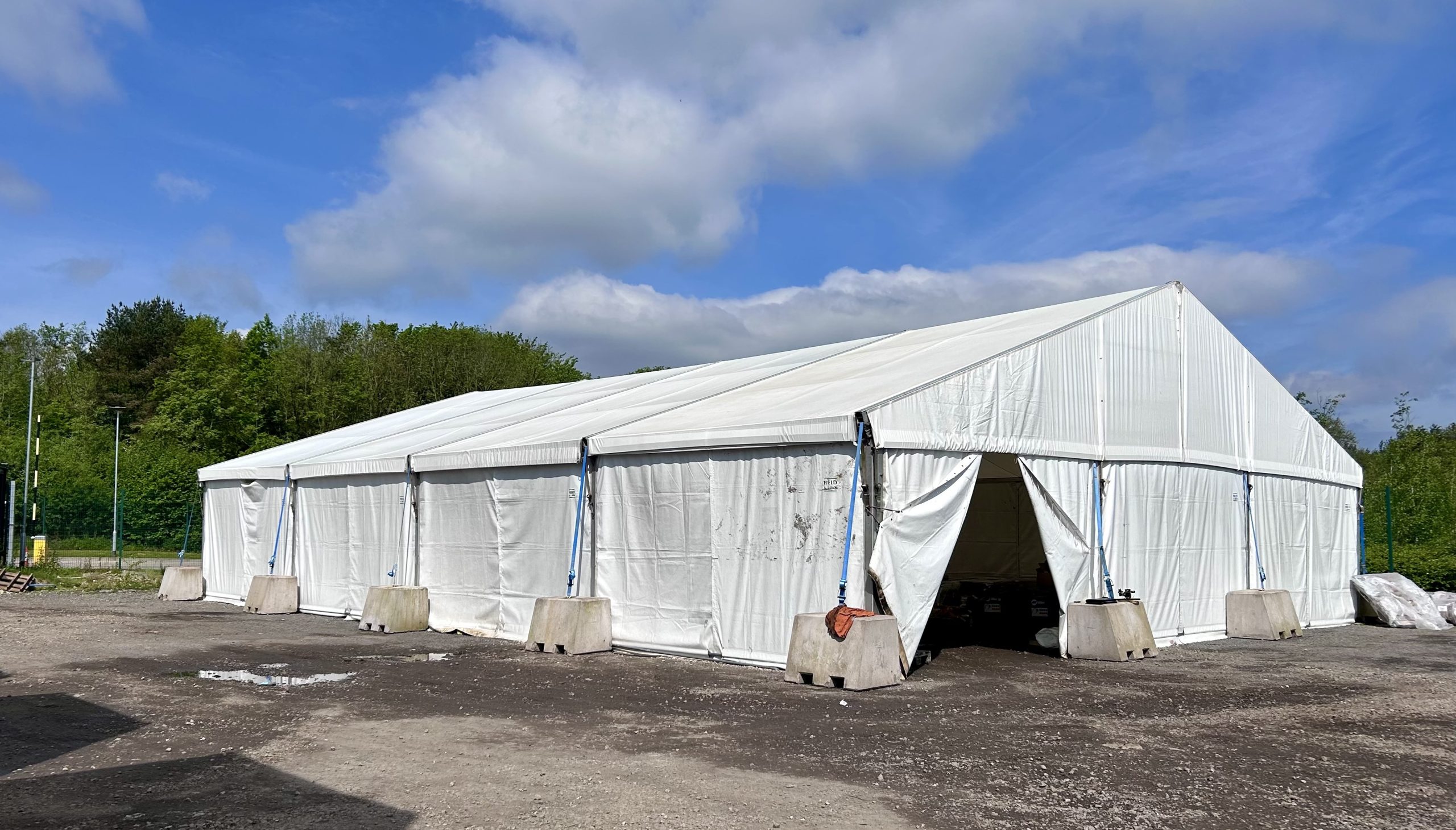 Large clearspan industrial grade marquee used for heavy duty long-term hire